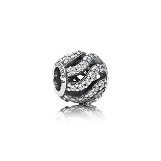 Diy crystal beads foe Women 925 Sterling Silver Beads Fit pandora Openwork Sparkling Waves Charm Fit