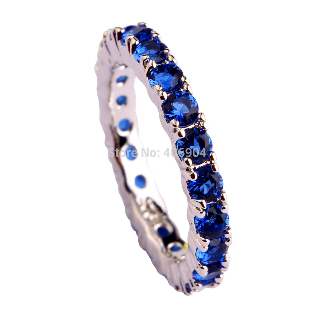 2015 New Jewelry Round Cut Sapphire Quartz 925 Silver Ring For Women Size 6 7 8