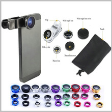 Universal 3 In 1 Clip-on Fish Eye Macro Wide Angle cell Phone Lens Camera kit for iPhone 4 5 6 Samsung S5 note3 Lenovo huawei