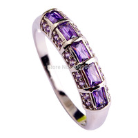 Alluring Amethyst 925 Silver Ring Purple Jewelry For Women Gift Rings Size 7 8 9 10 11 12 Free Shipping Wholesale