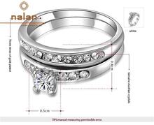  genuine Austrian crystal wholesale gold inlaid artificial Diamond Ring set upscale jewelry 2 color R2010219290