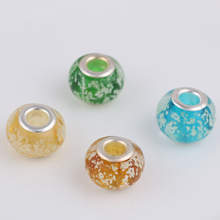 Glass Blue Beads Spacer Bead Round DIY Chunky Czech Charm Pendant Fit For Pandora Clip Bracelet