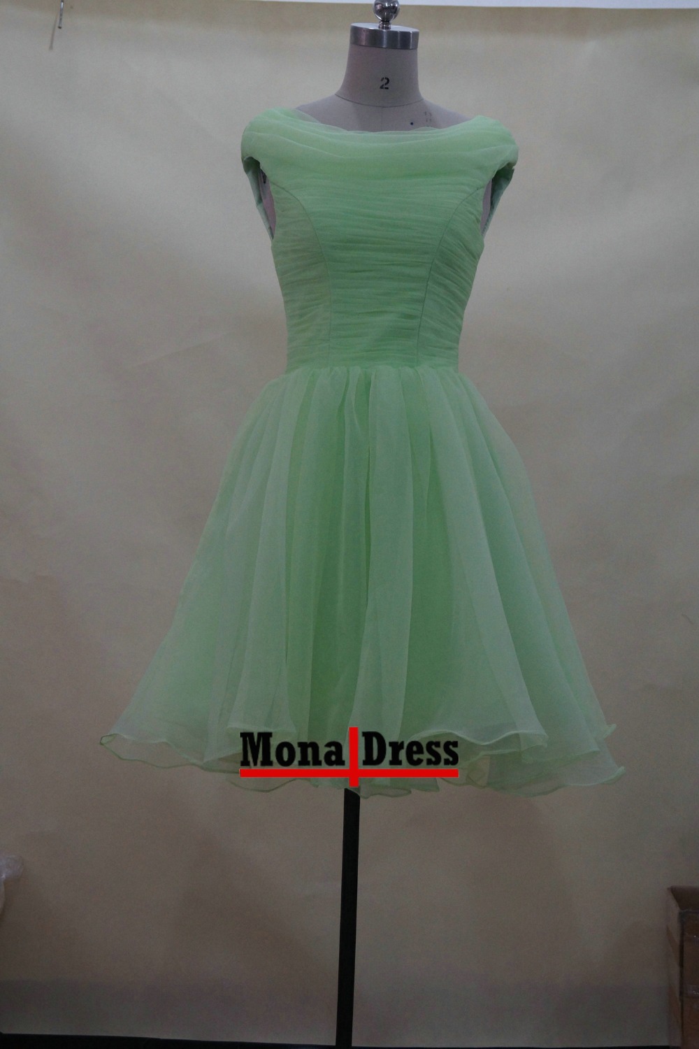 Real-sample-vintage-short-ball-gown-mint-light-green-organza-prom ...