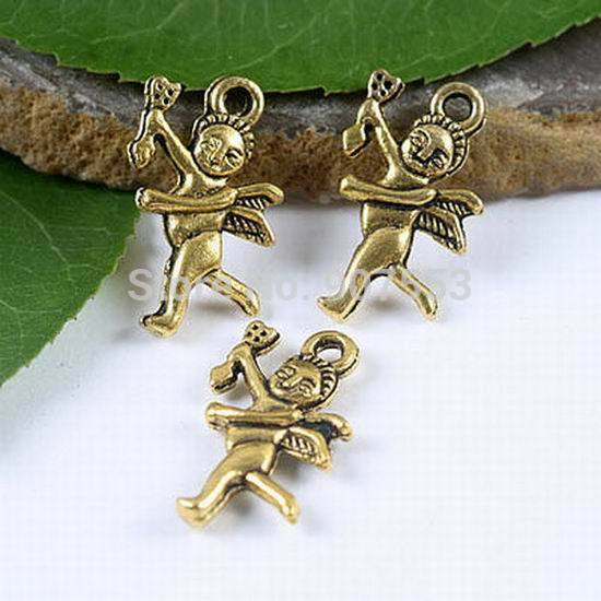 50pcs dark gold tone cupid pendant charms h1840