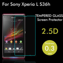 High Quality 0.3MM 2.5D Explosion-proof Tempered Glass Screen Protector Film For Sony Xperia L S36H C2105 C210X+Retail Package