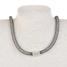 Charm Soft Weave Chain Fashion Necklace For Women Men Classics Fashion Jewelry Multicolored Rhinestone Necklace Pendant