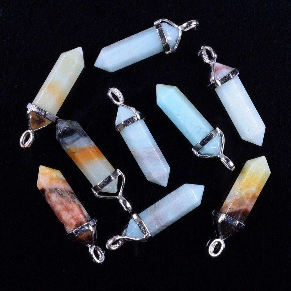 Hot Hexagonal Point Crystal Pendant Jewelry Necklace Beads Pendants For Freeshipping
