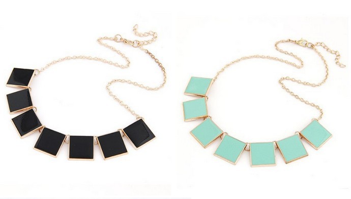 Hot selling Black Vintage Short Square Drip Glaze Geometric Choker Necklace For Women Fashion Jewelry Wholesale