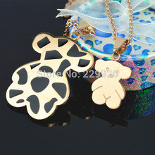 S121R Sexy Trendy Bear Stainless Steel Pendant Necklace Fahionable Romantic TOP grade Gold jewelry set Honey