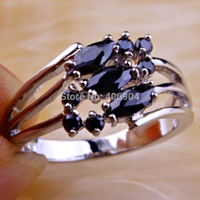 2015 New Arrival Sexy Lady Black Spinel 925 Silver Ring Jewelry For Women Party Bijouterie Size