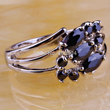 2015 New Arrival Sexy Lady Black Spinel 925 Silver Ring Jewelry For Women Party Bijouterie Size