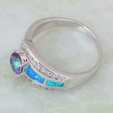 Latest Design best gift Fashion rings for women Blue Rainbow Mystic Topaz Opal 925 Stamp Sterling