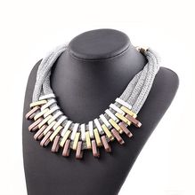 N408 NEW Bohemia Style Hand woven Bib Statement Collar Beaded Choker Necklace Fashion Jewelry For Women
