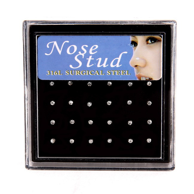 Nose Ring Fashion Body Jewelry Nose Stud Stainless Surgical Steel Nose Piercing Crystal Stud free shipping