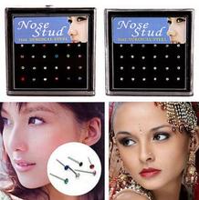 Nose Ring Fashion Body Jewelry Nose Stud Stainless Surgical Steel Nose Piercing Crystal Stud free shipping