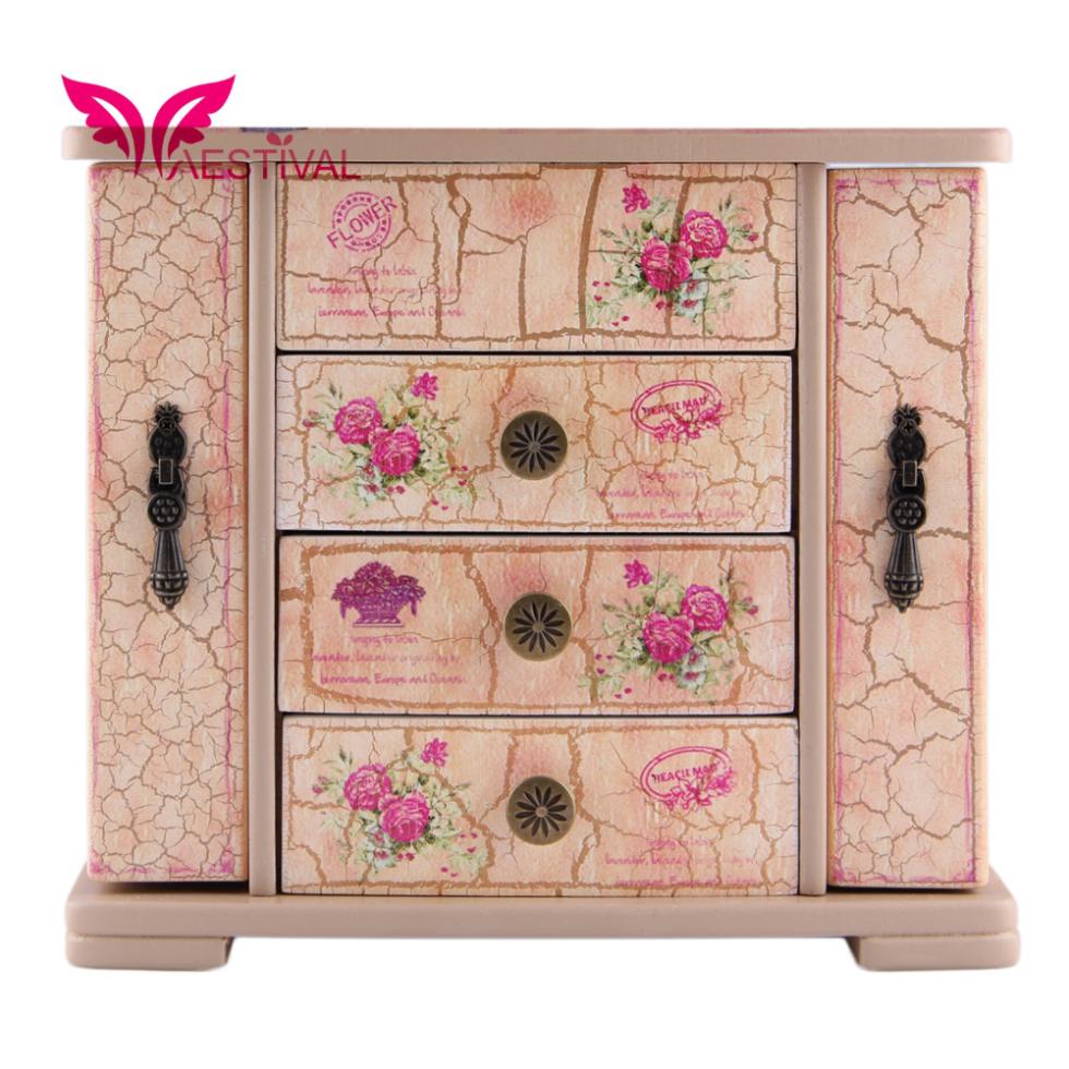 2015 New Arrival Butterfly Flower Wooden Large Jewelry Box Closet