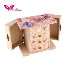 2015 New Arrival Butterfly Flower Wooden Large Jewelry Box Closet