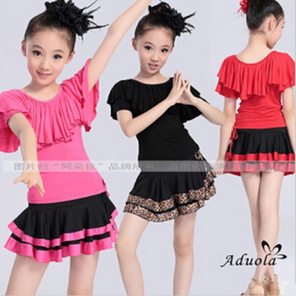 2015 Infantil Girls Latin Dance Dress Roupa Kids Dance Tutu Children Costumes Samba Ballroom Dance Dress