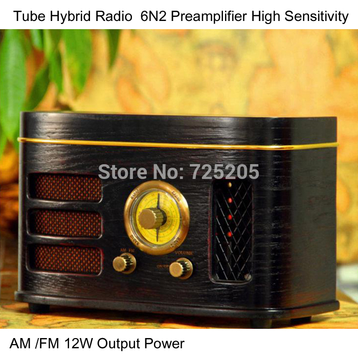 Tube Hybrid Radio High Sensitivity 6N2 Preamplifier 12W Output Power AM FM 4 Inch Speaker Desktop