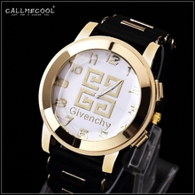 2015 Fashion Luxurious 24K Gold Plated Big Men Women Quartz Watch Wristwatch Sports Watch bar club