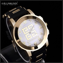 2015 Fashion Luxurious 24K Gold Plated Big Men Women Quartz Watch Wristwatch Sports Watch bar club