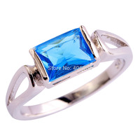 Fashion New Blue Topaz 925 Silver Ring Women Wedding Engagement Popular Jewelry Gift Size 7 8 9 10 11 Free Shipping Wholesale