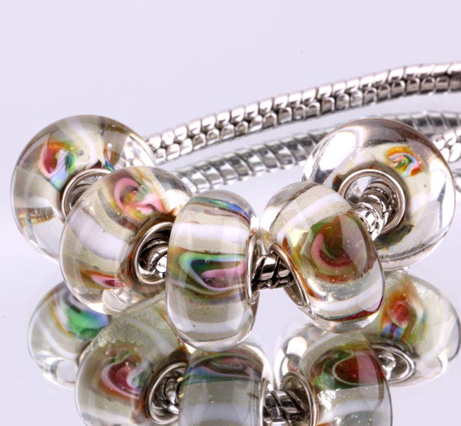 F222 5PCS Free Shipping Murano Glass Beads 925 silver cord fit European Pandora Jewelry Braclet Charms