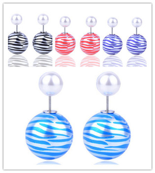 2014 мода марка ювелирные изделия перлы двойника серьги стержня для женщин симпатичные цвета конфеты радуга мяч канала куб . см серьги бесплатная доставка