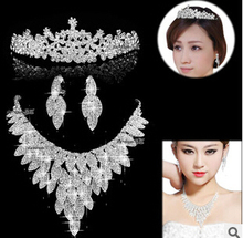 free shipping 2015 new arrive fashion bridal marriage jewelry set /  crown /necklace / earrings set