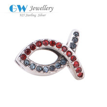 2pcs/lot silver jewlery charms 2015 CM style fish shape charms fits brand bracelets 925 sterling silver jewelry X021