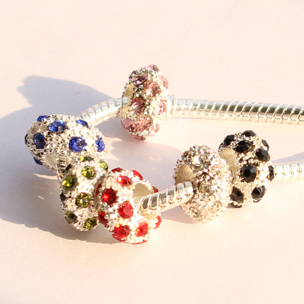 3pcs multicolor DIY Jewelry accessories big hole crystal beads apply to fit Pandora style charms bracelet