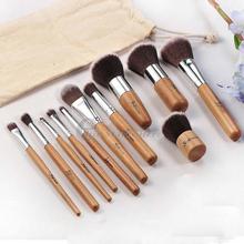 11 pcs Wood Handle Makeup Cosmetic Eyeshadow Foundation Concealer Brush Set