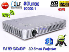 DLP Electronic Zoom High Brightness 4600Lumens Full HD 1280x800 Home Theater 1080P HD 3D WiFi Android