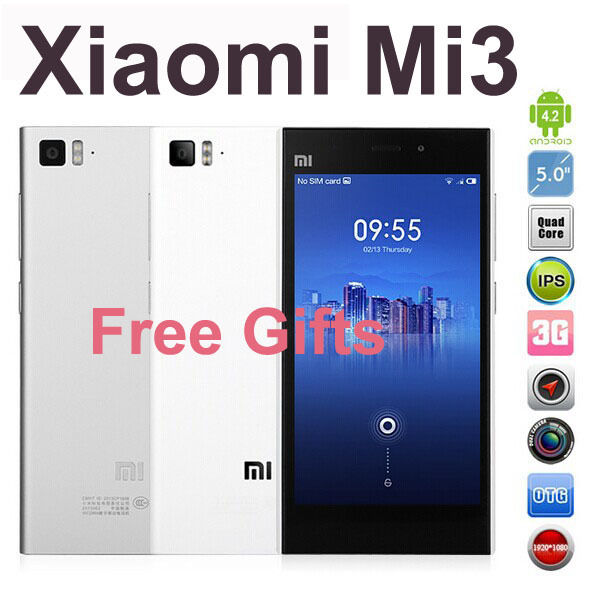 Original Xiaomi Mi3 M3 Mi 3 Quad Core 5inch 3G 2G 64G ROM Cell Phones Android4