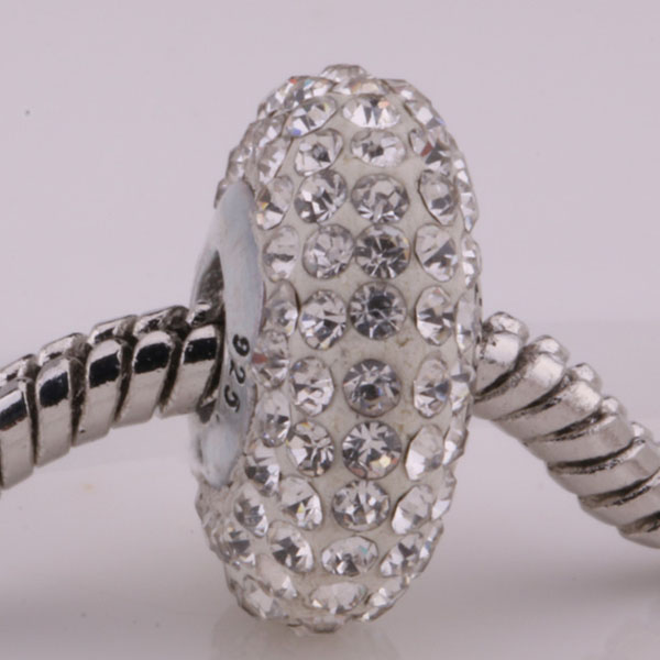 Z028 925 sterling silver DIY thread CZ Crystal Beads Charms fit Europe pandora Bracelets necklaces enpanewa