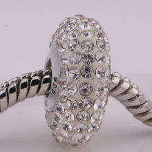 Z028 925 sterling silver DIY thread CZ Crystal Beads Charms fit Europe pandora Bracelets necklaces  /enpanewa glgapcna