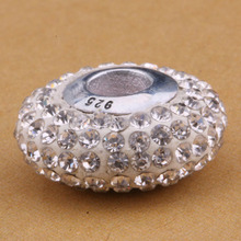 Z028 925 sterling silver DIY thread CZ Crystal Beads Charms fit Europe pandora Bracelets necklaces enpanewa