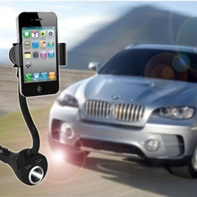 2 IN 1 Universal Car Phone Mount Holder with Dual USB Charger Car Cigarette Lighter for iPhone 6/Universal Smartphone Holder