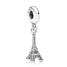 New Free Shipping  PARIS Eiffel Tower Pendants 925 Sliver Bead Fit pandora Charm Fit Women Diy Bracelets & Necklaces H1030