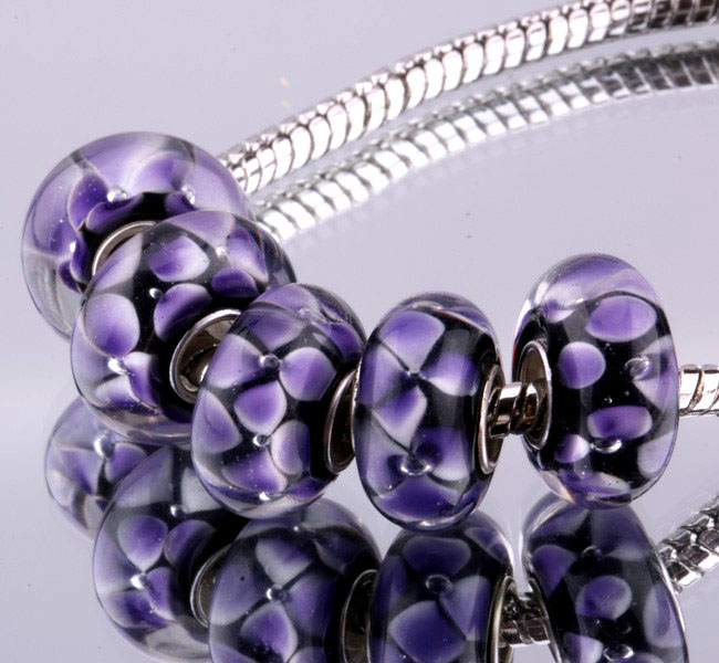 F371 5PCS Free Shipping Murano Glass Beads 925 silver cord fit European Pandora Jewelry Braclet Charms