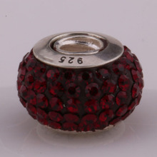 Z025 925 sterling silver DIY thread CZ Crystal Beads Charms fit Europe pandora Bracelets necklaces enmaneta
