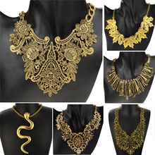 Vintage Necklce For Women Multi-layers Gold Plated Collar Necklace Chain Snake Leaf Choker Bib Pendant Necklace Fashion Jewelry