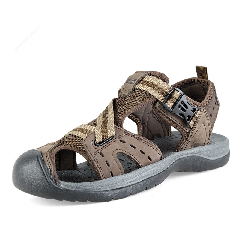 Mens Leather Outdoor Sandals Shoes New 2015 Summer Sport Sandals Men ...