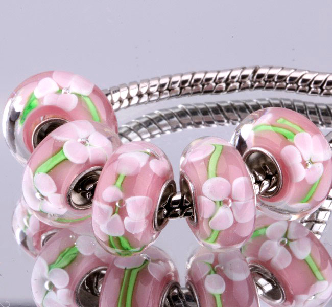 F305 5PCS Free Shipping Murano Glass Beads 925 silver cord fit European Pandora Jewelry Braclet Charms