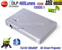2015 Newest DLP Electronic Zoom High Brightness 4600 Lumens WiFi Android 4.4 Full HD 1280×800 3D LED Projector