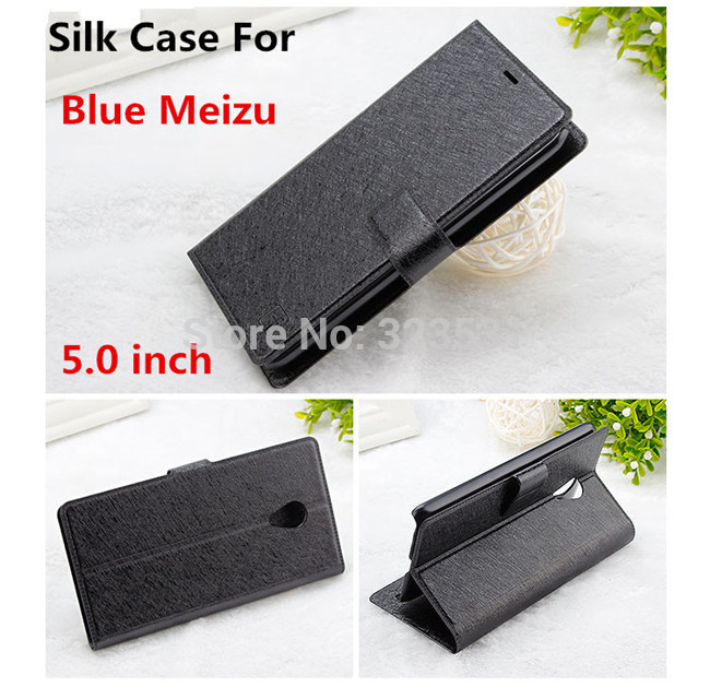 FreeShipping Super Quality Ultra Slim 5 0 Blue MEIZU Smartphone Stand Cover PU Silk Leather Case