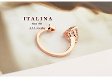 New Design Gold Plated Ring Swiss Crystal Cupid Heart Arrow CZ Diamond Ring for Women