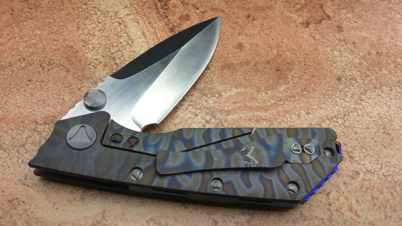Microtech DOC folding knife D2 blade titanium fire grain shank outdoor survival pocket knives hunting knife