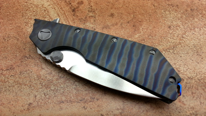 Microtech DOC folding knife D2 blade titanium fire grain shank outdoor survival pocket knives hunting knife