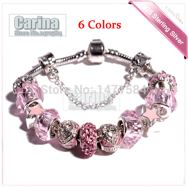 6 color 18 21cm Fashion style Five Star beads fit Pandora style bracelet for women fashion